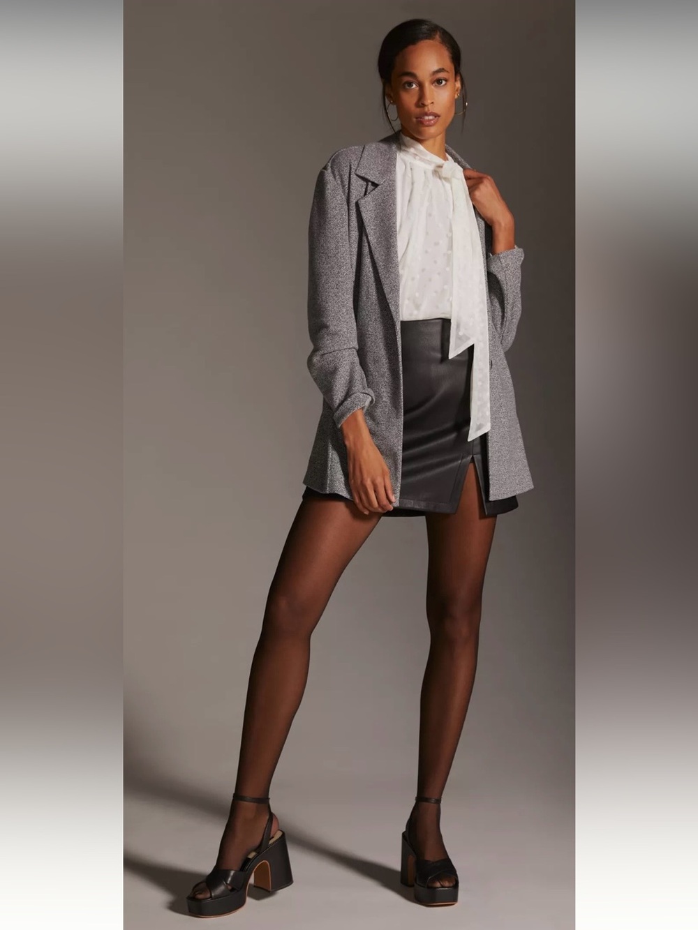 Avec Les Filles Gray Blazer with White Blouse Styling